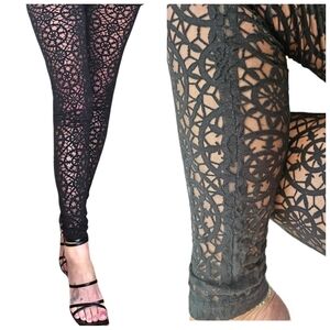 Vintage Gianni Versace Black Lace Leggings Size Small